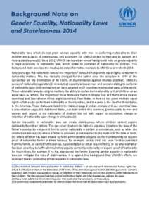 UNHCR and CRTD. A Regional Dialogue on Gender Equality, Nationality and Statelessness : Overview and Key Findings (January 2012)
