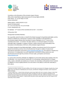 Links between Gender Discrimination in Nationality laws, Statelessness and Trafficking – Submission to CEDAW Committee