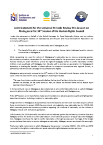 Submission for the Universal Periodic Review of Madagascar: Gender Discrimination in the Nationality Law