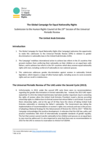 Universal Periodic Review Country Submission for the United Arab Emirates