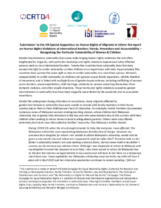 Submission to the UN Special Rapporteur on Migrants – Impact of gender discrimination in nationality laws on migrants