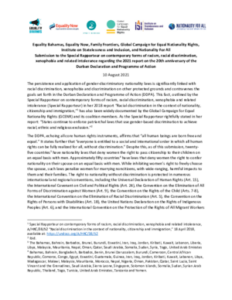 GCENR Submission to UN Special Rapporteur on Racism: Links between Gender Discrimination in Nationality Laws and Racism, Xenophobia, and Related Intolerance