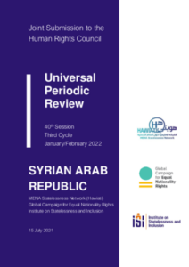 Joint submission on Syria to the Human Rights Council of the United Nations